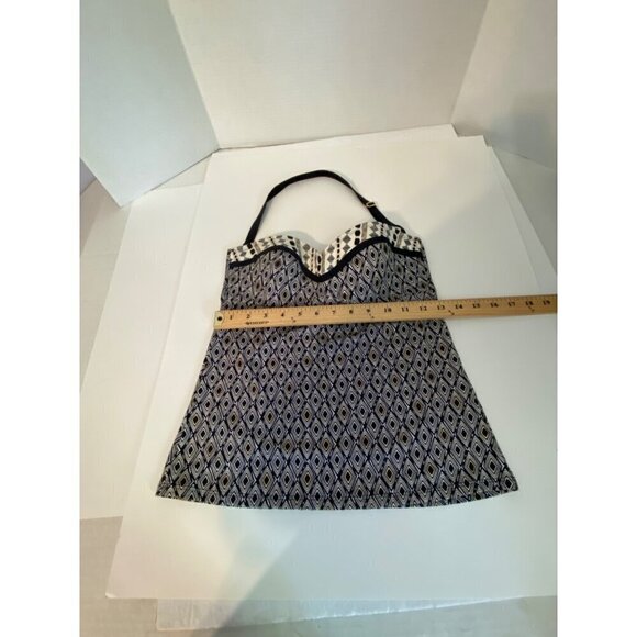 Bleu Rod Beattie Swimsuit Top Halter Strap Black, White & Gold Women’s Size 4 - Picture 4 of 9